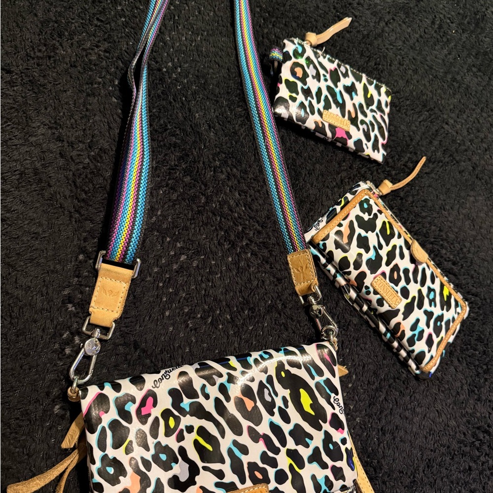 Consuela Leopard Print Bag with Gold Accents